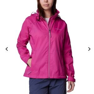 Columbia Women's Switchback III Hot Pink Hooded‎ Rain Jacket- Medium